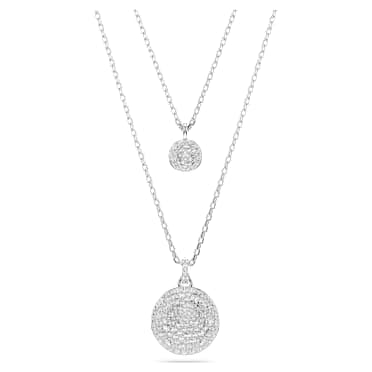 จี้สร้อยคอแบบเหลื่อมซ้อนหลายชั้น Sublima, ขาว, เคลือบโรเดียม - Swarovski, 5684244