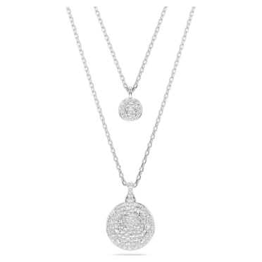 Meteora layered pendant, White, Rhodium plated - Swarovski, 5684244