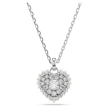 Idyllia hanger, Hart, Wit, Rodium toplaag - Swarovski, 5684386
