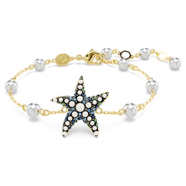Idyllia bracelet, Crystal pearls, Starfish, Multicolored, Gold-tone plated - Swarovski, 5684398