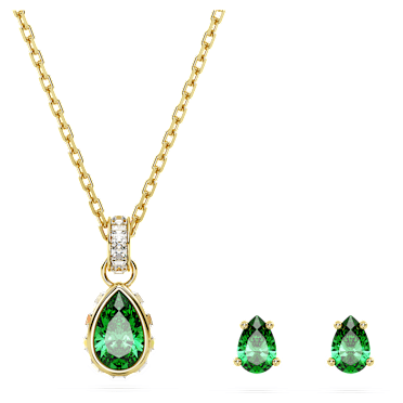 Parure Chroma, Tailles variées, Verts, Placage de ton or - Swarovski, 5684507