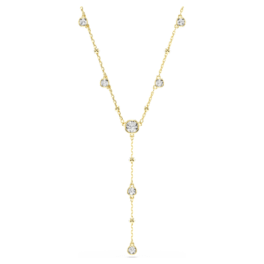 Imber Y形項鏈, 圓形切割, 白色, 18K 金飾面 - Swarovski, 5684510