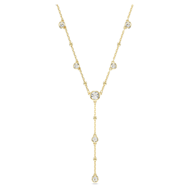 Imber Y necklace, Round cut, Scattered design, White, Gold-tone plated - Swarovski, 5684510