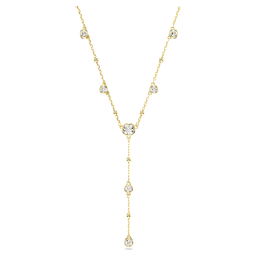 Imber Y necklace, Round cut, White, Gold-tone plated - Swarovski, 5684510