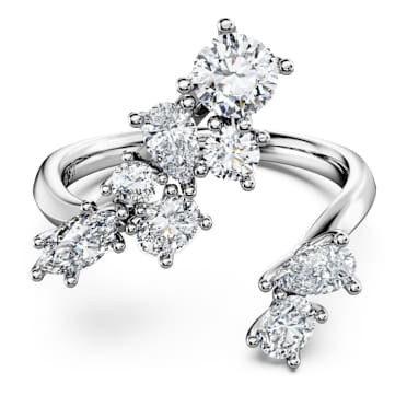 Galaxy bypass ring, Lab-grown diamonds 1.25 ct tw, Mixed shapes, 14K white gold - Swarovski, 5684708