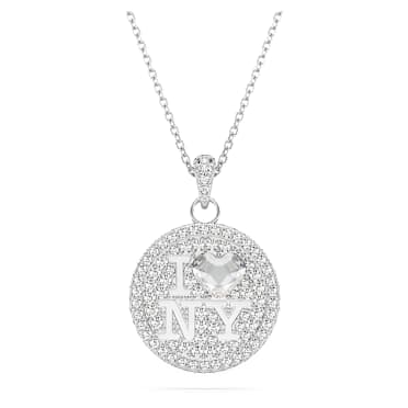 Colgante I LOVE NY, Blanco, Baño de rodio - Swarovski, 5685641