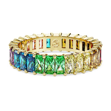 Matrix แหวน, เจียระไนทรง Baguette, หลากสี, เคลือบโทนสีทอง - Swarovski, 5686631