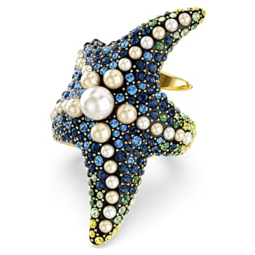Idyllia cocktail ring, Crystal pearls, Starfish, Multicoloured, Gold-tone plated - Swarovski, 5686461