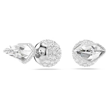 ต่างหูเม็ดเดี่ยว Lucent, ฝังแบบพาเว่, ลูกบอล, ขาว, เคลือบโรเดียม - Swarovski, 5686483