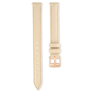 Bracelet de montre, Largeur : 12 mm (0,47 po), Cuir, Beige, Finition or rose - Swarovski, 5686988