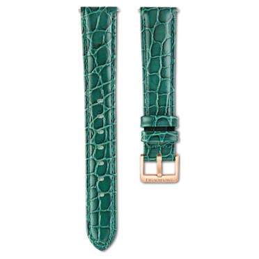 Watch strap, 16 mm (0.63") width, Leather with stitching, Green - Swarovski, 5687023