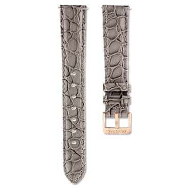 สายนาฬิกา, กว้าง 16 มม. (0.63 นิ้ว) หนังเย็บตะเข็บ, เทา - Swarovski, 5687028