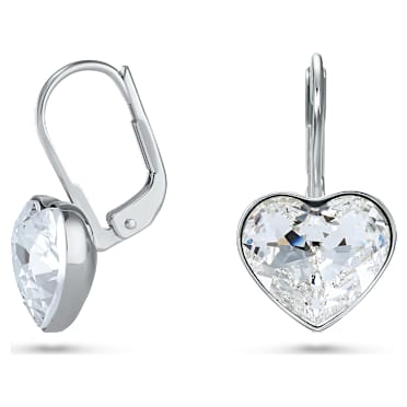 Bella Drop-Ohrhänger, Herz, Weiß, Rhodiniert - Swarovski, 5687414