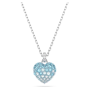 Hyperbola pendant, Heart, Blue, Rhodium plated - Swarovski, 5687624