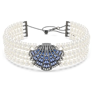 Idyllia Halsband, Muschel, Blau, Rutheniert - Swarovski, 5688233