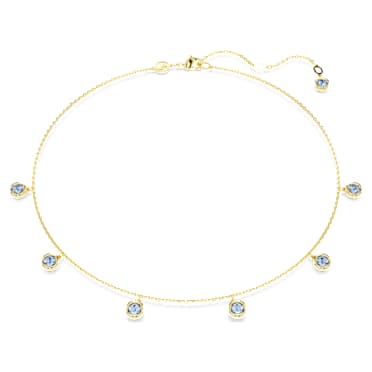 Collana Imber, Taglio Round, Azzurra, Placcato color oro - Swarovski, 5688246
