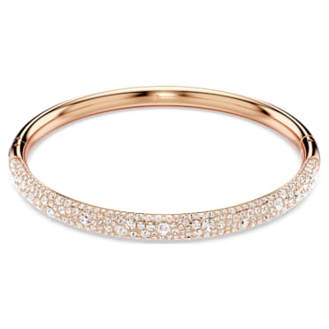 Sublima bangle, Snow pavé, White, Rose gold-tone plated - Swarovski, 5688610