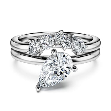 Galaxy ring, Set (2), Lab-grown diamonds 1.4 ct tw, Mixed shapes, 18K white gold - Swarovski, 5688851