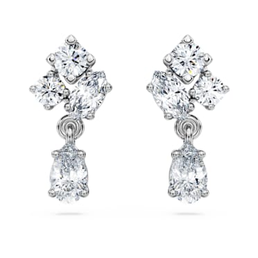Galaxy drop earrings, Laboratory grown diamonds 0.75 ct tw, 18K white gold - Swarovski, 5688874