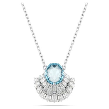 Idyllia pendant, Shell, Blue, Rhodium plated - Swarovski, 5689195