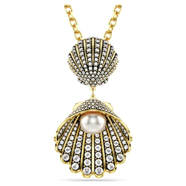 Idyllia Halskette, Verschiedene Schliffe, Muschel, Weiß, Goldlegierungsschicht - Swarovski, 5689197