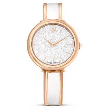 Montre Crystalline Bangle, Fabriqué en Suisse, Bracelet en métal, Blanc, Finition or rose - Swarovski, 5689324