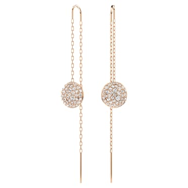 Brincos compridos Sublima, Branco, Acabamento em ouro rosa de 18 quilates - Swarovski, 5689427