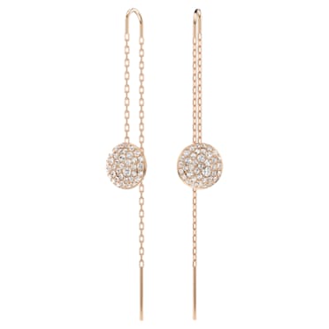 Meteora drop earrings, White, Rose gold-tone plated - Swarovski, 5689427