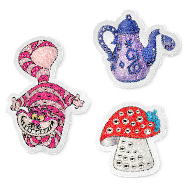 Alice in Wonderland Ablösbare Aufkleber, Katze, Teekanne, Spielkarte und Pilz, Mehrfarbig - Swarovski, 5689428
