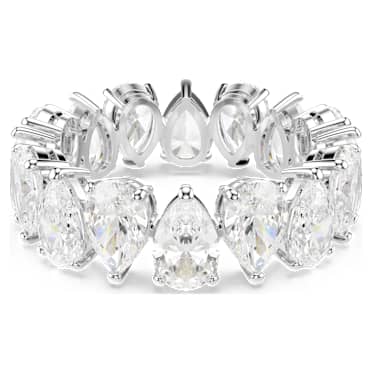Matrix Vittore Ring, Tropfenschliff, Weiß, Silberfarbenes Finish - Swarovski, 5689468