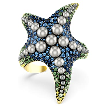 Manchette Idyllia, Crystal pearls, Étoile de mer, Multicolore, Placage de ton or - Swarovski, 5689912