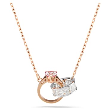 Connexus pendant, Mixed cuts, Heart, White, Mixed metal finish - Swarovski, 5690036