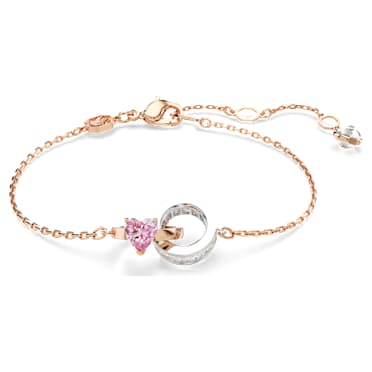 Connexus bracelet, Mixed cuts, Heart, Pink, Mixed metal finish - Swarovski, 5690038