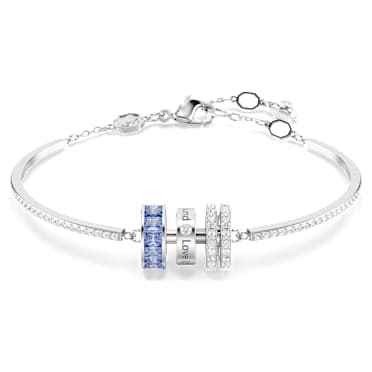 Connexus bracelet, Mixed cuts, `Love is around`, Blue, Rhodium plated - Swarovski, 5690039
