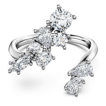 Galaxy bypass ring, Lab-grown diamonds 1.25 ct tw, Mixed shapes, 18K white gold - Swarovski, 5690399