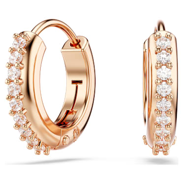 Matrix ต่างหูแบบห่วง, เจียระไนทรงกลม, ขาว, เคลือบโทนสีโรสโกลด์ - Swarovski, 5690669