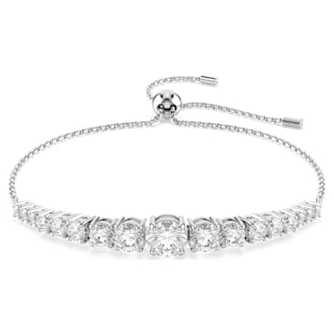 Matrix bracelet, Gradient of round cuts, White, Rhodium plated - Swarovski, 5690677
