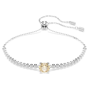 Matrix Tennis bracelet, Mixed cuts, Yellow, Rhodium plated - Swarovski, 5690694