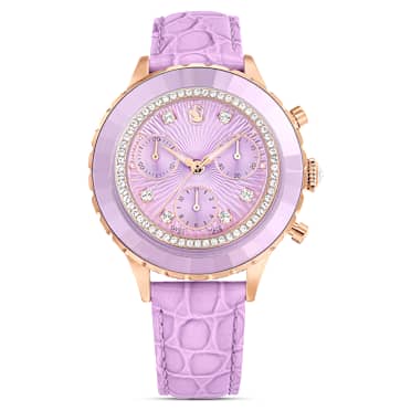 นาฬิกา Octea Chrono, Swiss Made, สายหนัง, ม่วงอมแดง, เคลือบโทนสีโรสโกลด์ - Swarovski, 5690804