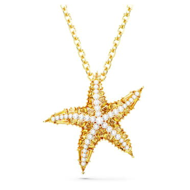 Idyllia pendant, Crystal pearls, Starfish, Gold tone, Gold-tone plated - Swarovski, 5691035