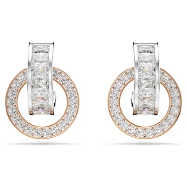 Connexus drop earrings, Mixed cuts, `Love is around`, Small, White, Mixed metal finish - Swarovski, 5691177