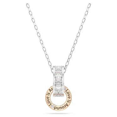 Pandantiv Connexus, Tăieturi mixte, `Love is around`, Alb, Finisaj metalic mixt - Swarovski, 5691179