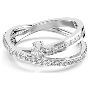 Hyperbola Ring, Verschiedene Schliffe, Weiß, Rhodiniert - Swarovski, 5691228