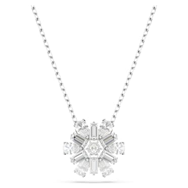 Pendentif Idyllia, Tailles variées, Flocon de neige, Blanc, Métal rhodié - Swarovski, 5691484