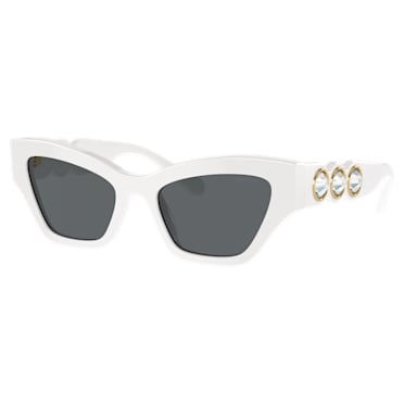 Sunglasses, Cat-eye shape, White - Swarovski, 5691696