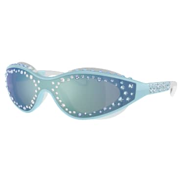 Lunettes de soleil, Forme de lunettes de natation, Bleu - Swarovski, 5691732