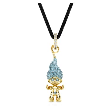Good Luck Trolls pendant, Troll, Blue, Gold-tone plated - Swarovski, 5691942