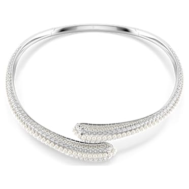 Sublima necklace, Crystal pearl, Round cut, White, Rhodium plated - Swarovski, 5692110