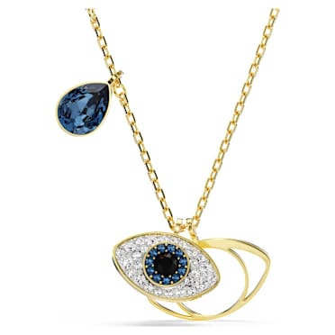 Symbolica hanger, Boze oog, Blauw, Goudkleurige toplaag - Swarovski, 5692178