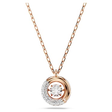 Dextera pendant, Round cut, White, Rose gold-tone plated - Swarovski, 5692257